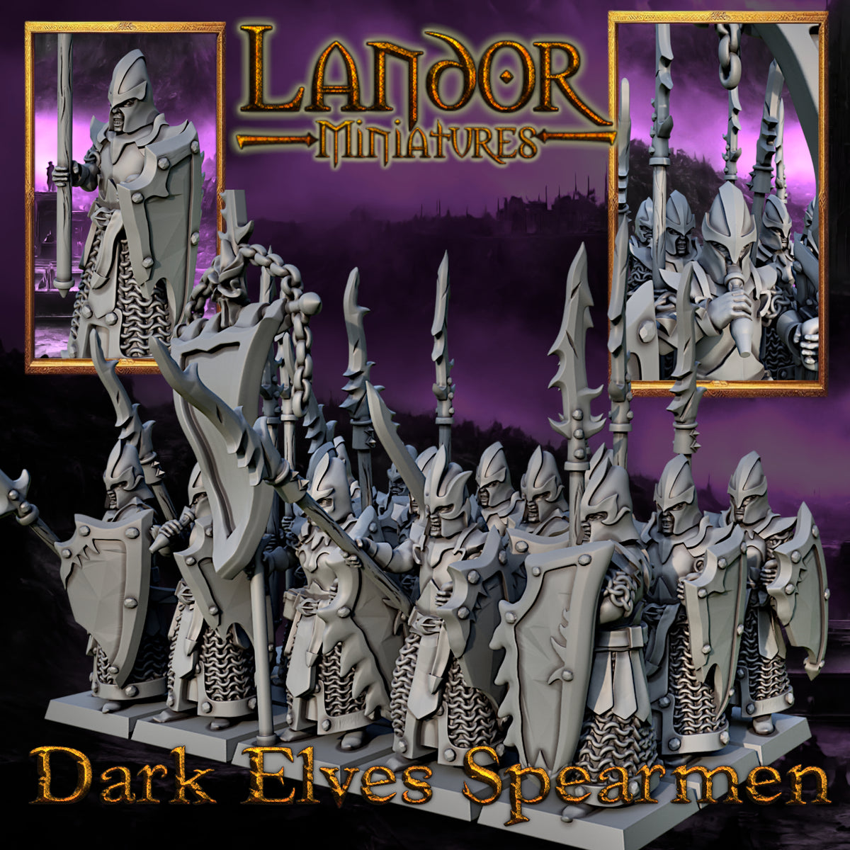Dark elves Spearmen – Landor Miniatures 3D Printed Miniature (32mm) - image 3