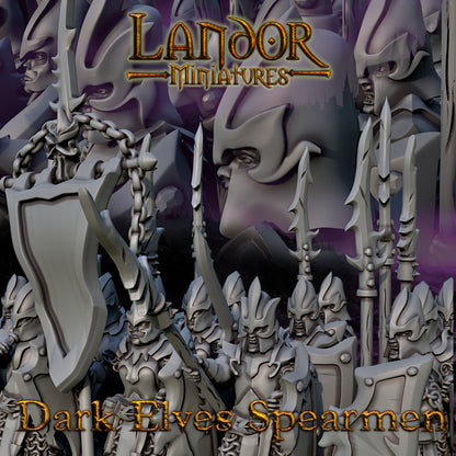 Dark elves Spearmen – Landor Miniatures 3D Printed Miniature (32mm) - image 4