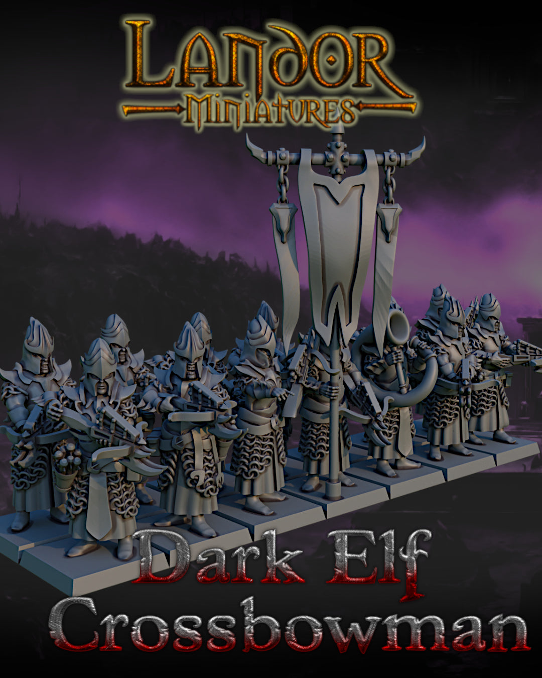 Dark elves Crossbowman – Landor Miniatures 3D Printed Miniature (32mm) - image 3