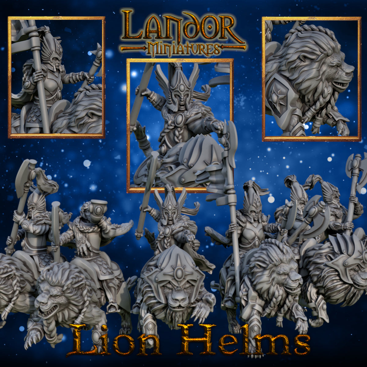 Lion Helms – Landor Miniatures 3D Printed Miniature (32mm) - image 5