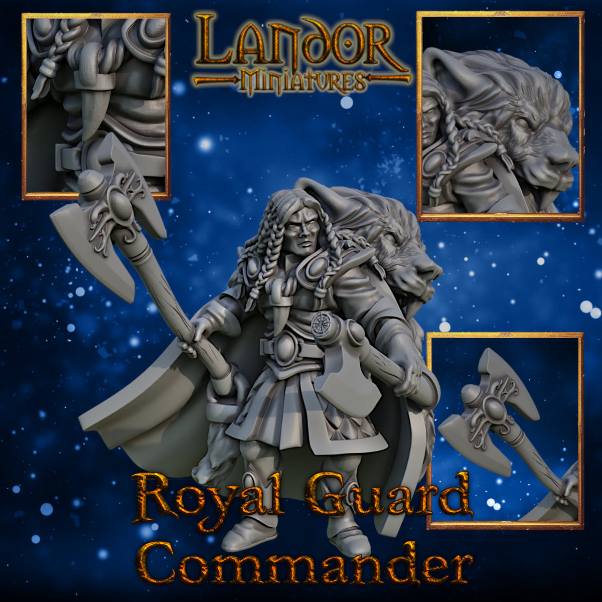 Royal Guard Commander – Landor Miniatures 3D Printed Miniature (32mm) - image 3
