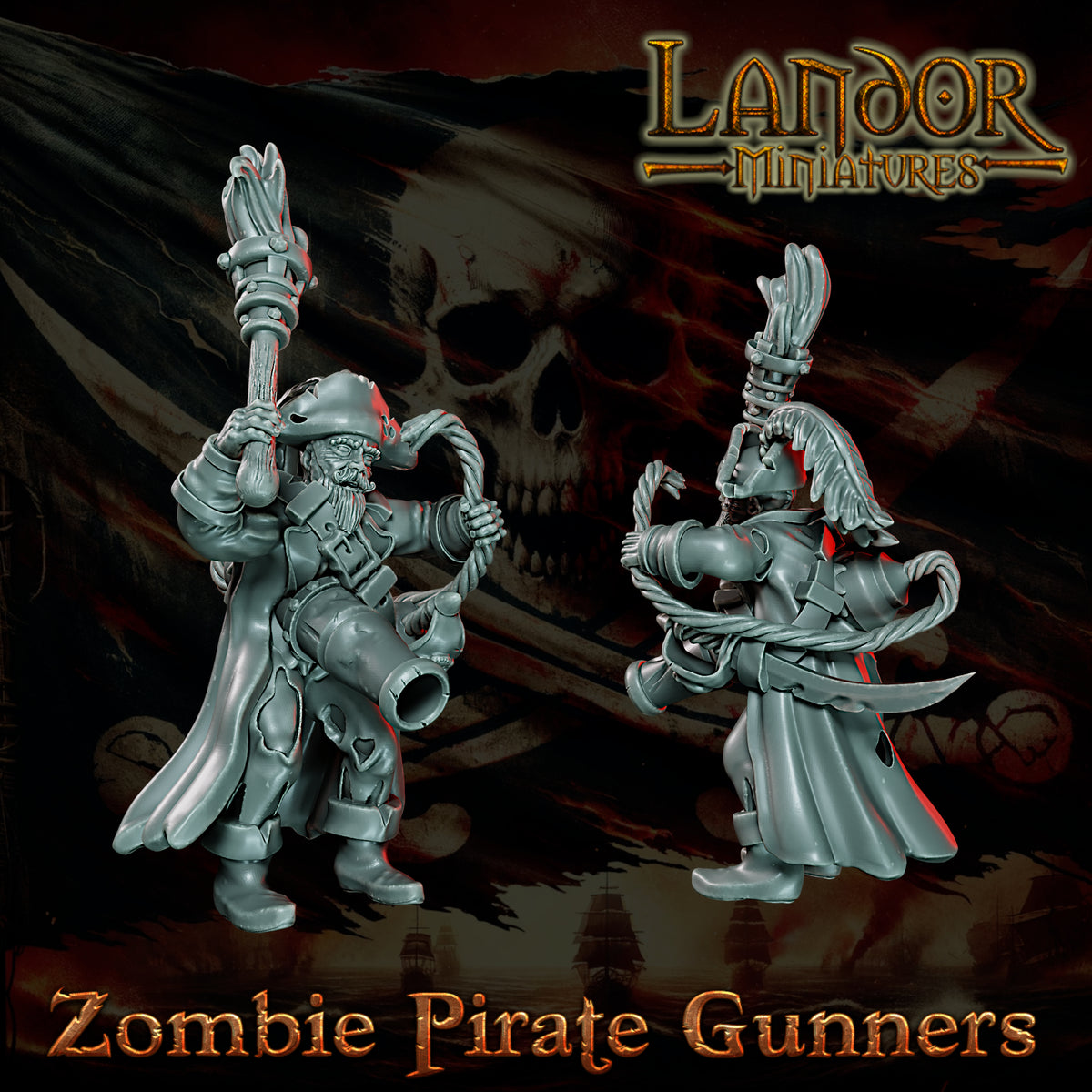 Zombie Pirates Gunners – Landor Miniatures 3D Printed Miniature (32mm) - image 4