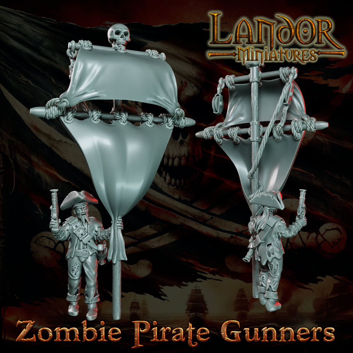 Zombie Pirates Gunners – Landor Miniatures 3D Printed Miniature (32mm) - image 9