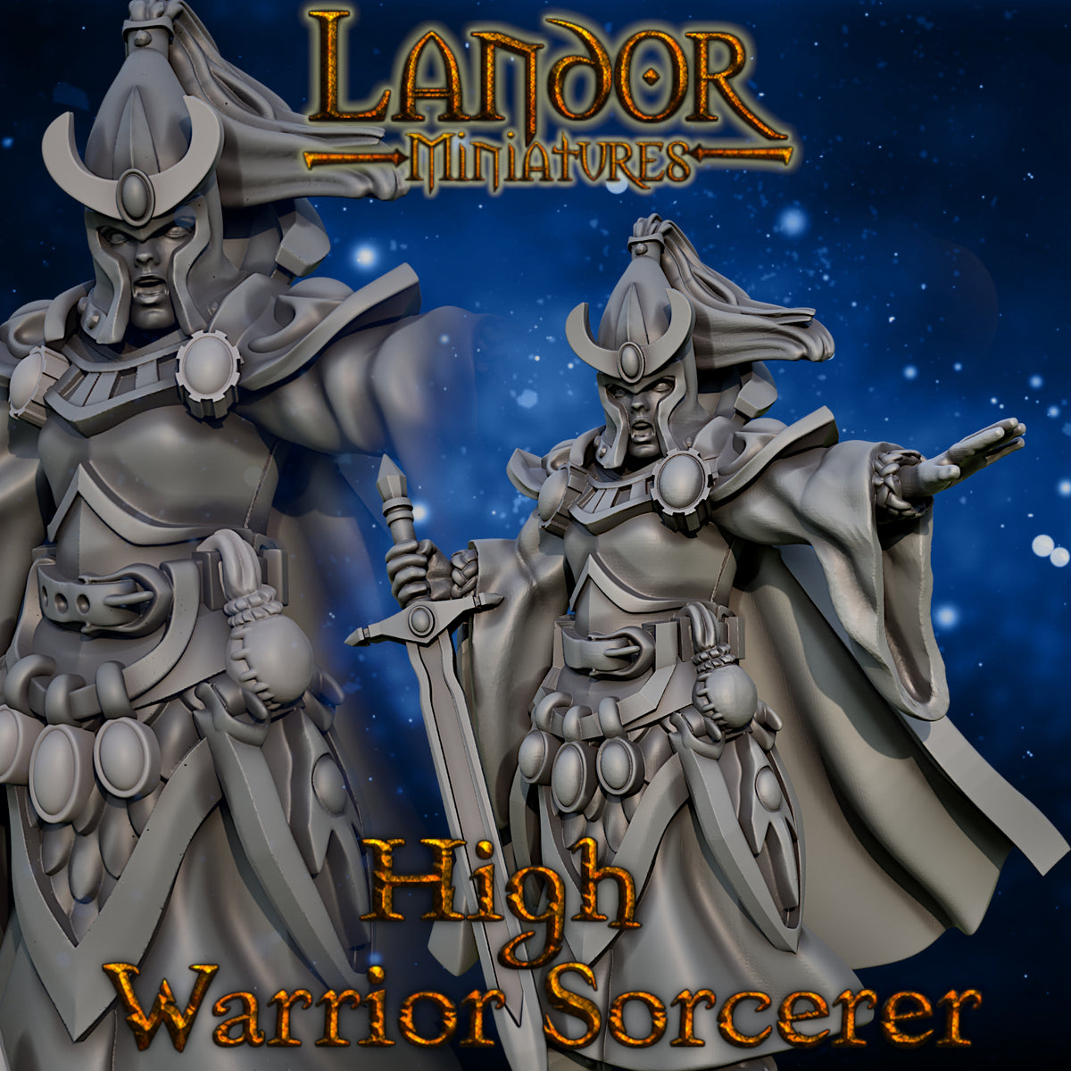 High warrior sorcerer – Landor Miniatures 3D Printed Miniature (32mm) - image 4