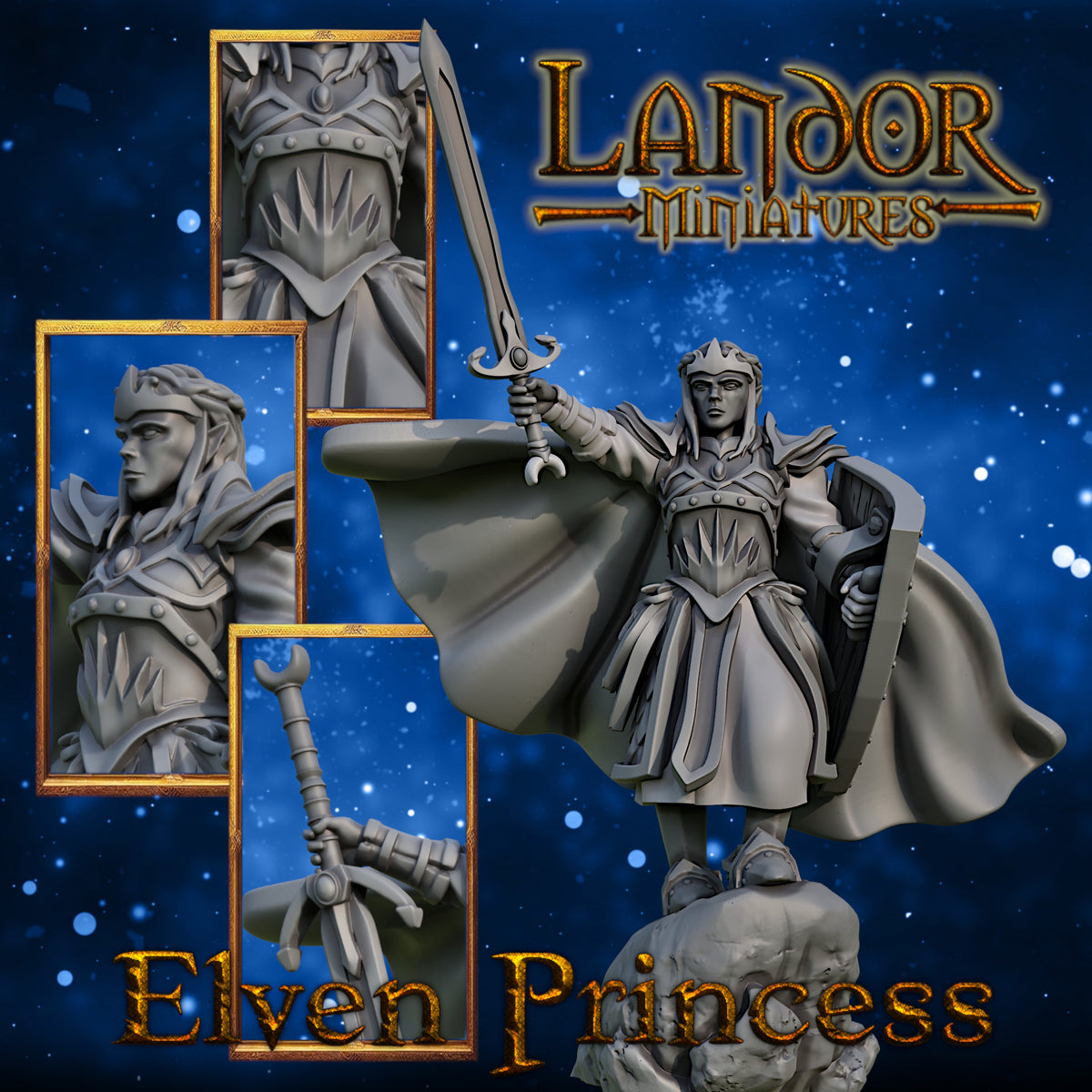 Elven Princess – Landor Miniatures 3D Printed Miniature (32mm) - image 6