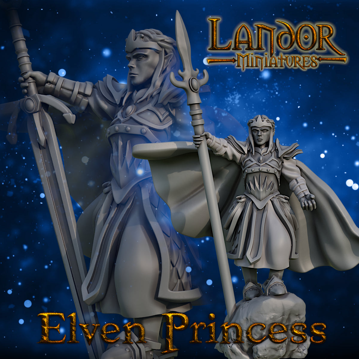 Elven Princess – Landor Miniatures 3D Printed Miniature (32mm) - image 5