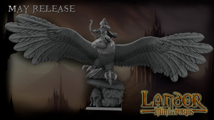 Hero on giant eagle – Landor Miniatures 3D Printed Miniature (32mm) - image 6