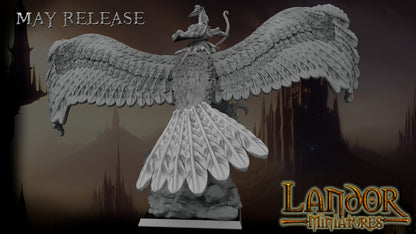 Hero on giant eagle – Landor Miniatures 3D Printed Miniature (32mm) - image 4