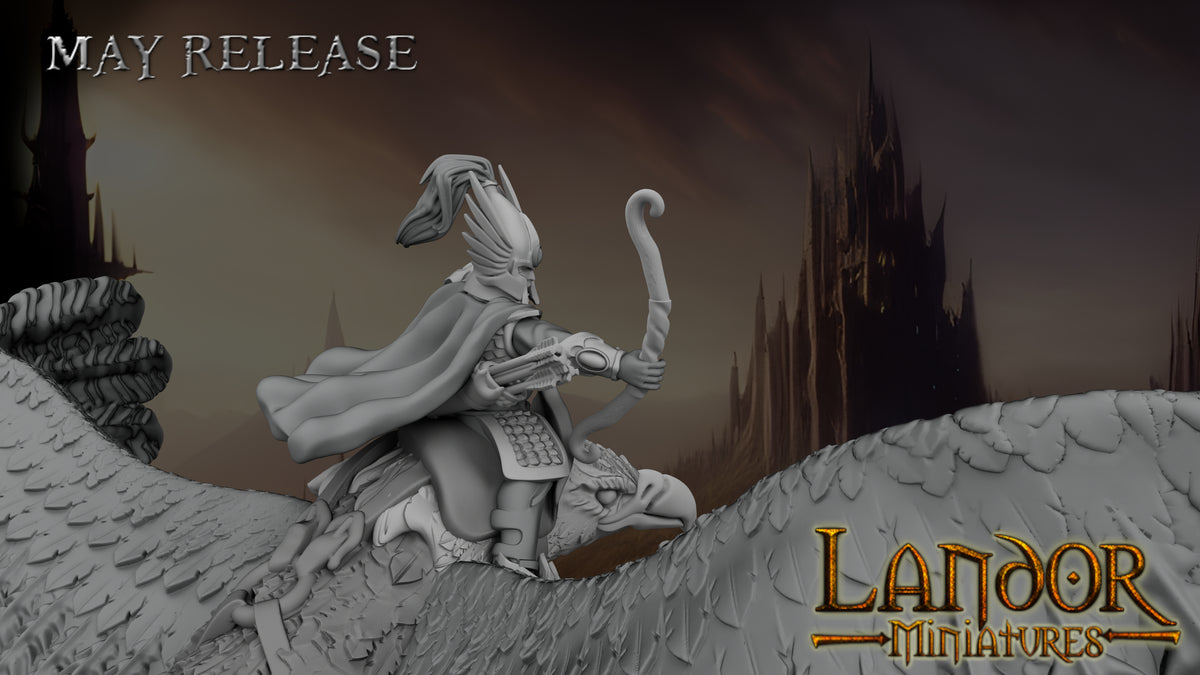 Hero on giant eagle – Landor Miniatures 3D Printed Miniature (32mm) - image 5