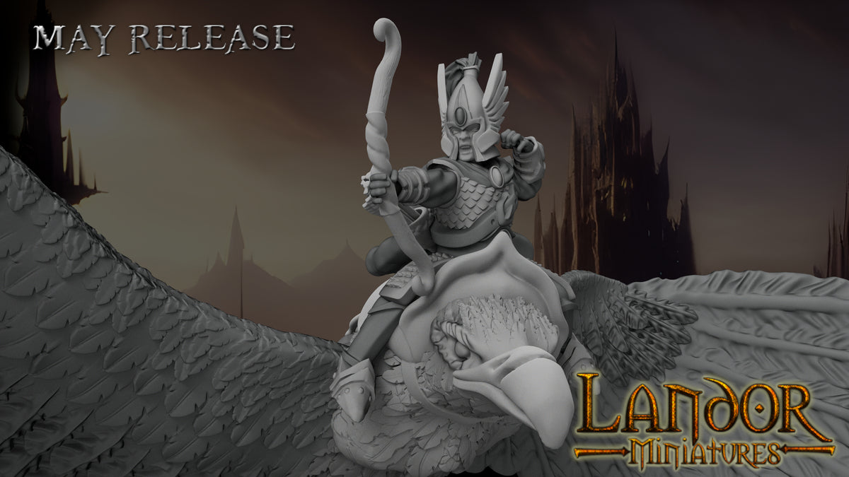 Hero on giant eagle – Landor Miniatures 3D Printed Miniature (32mm) - image 7