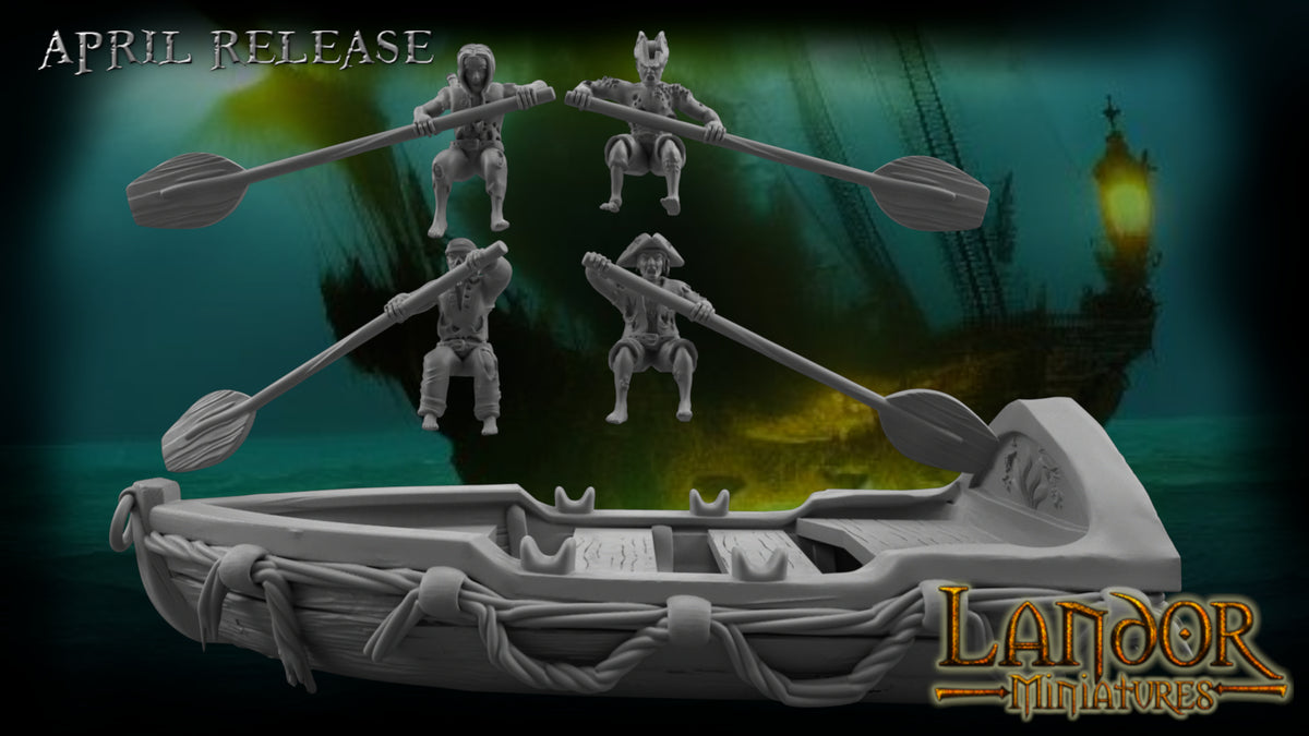 Pirate Rowboat – Landor Miniatures 3D Printed Miniature (32mm) - image 7