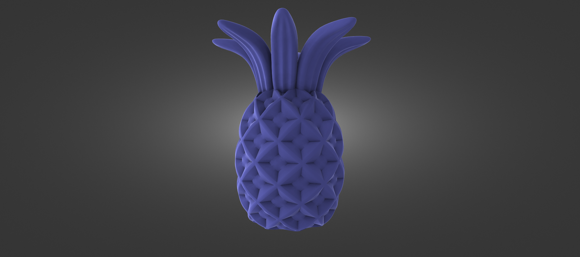 A 3D rendering of a pineapple in a vibrant shade of purple.