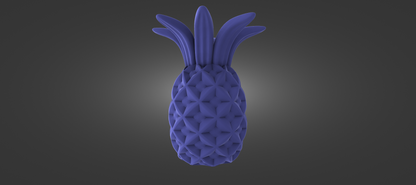 A 3D rendering of a pineapple in a vibrant shade of purple.