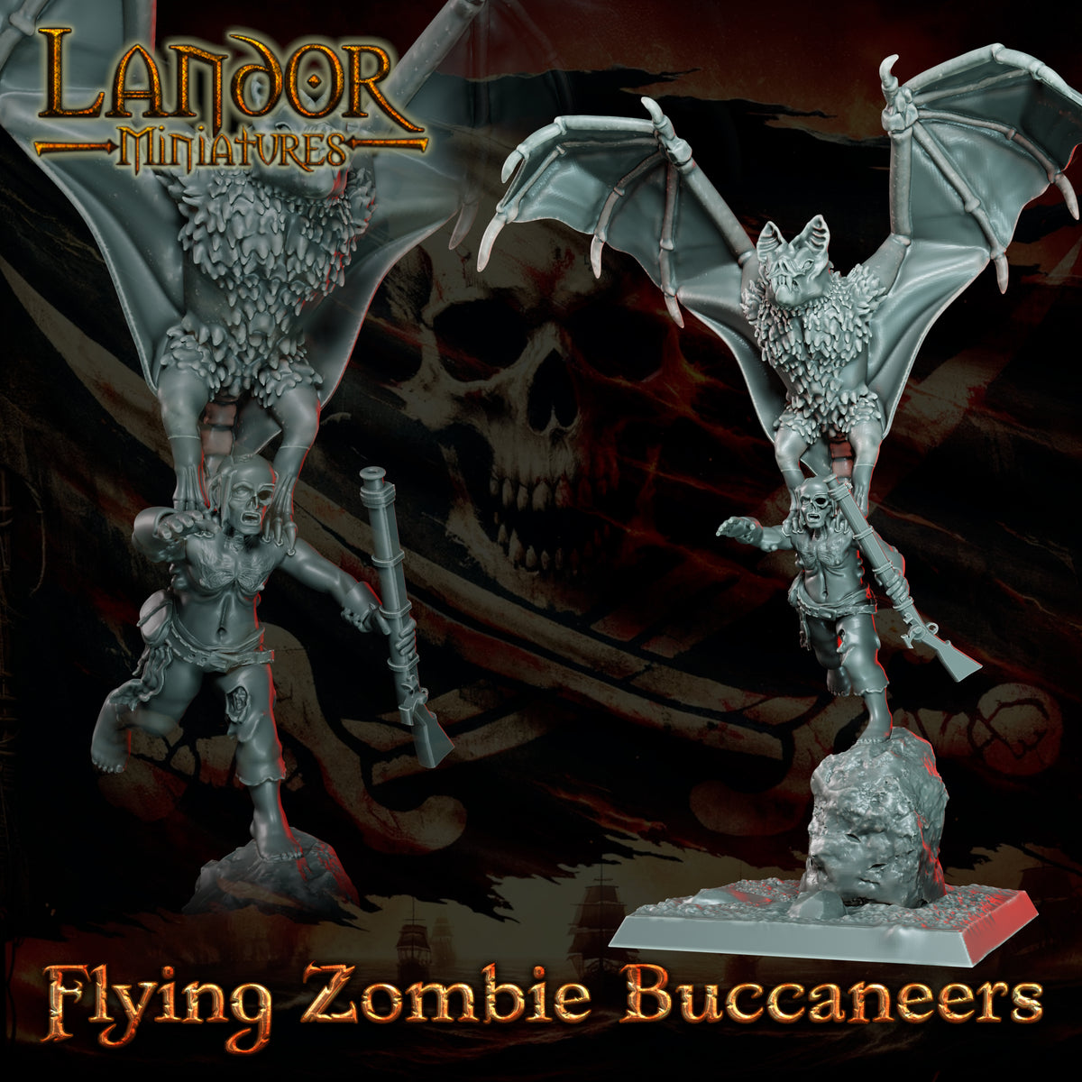 Flying zombie buccaneers – Landor Miniatures 3D Printed Miniature (32mm) - image 3