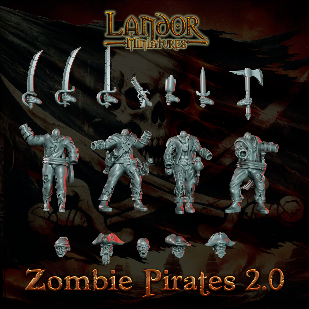 Zombie Pirates 2.0 – Landor Miniatures 3D Printed Miniature (32mm) - image 7