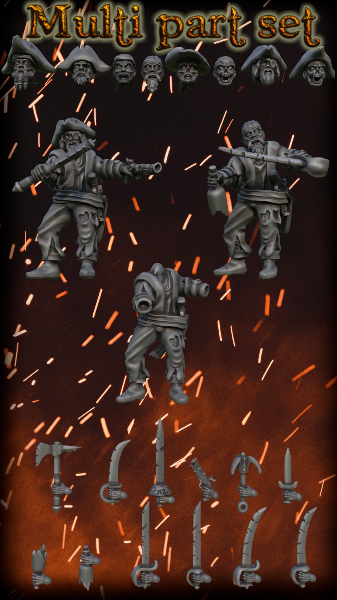 Zombie Pirates 2.0 – Landor Miniatures 3D Printed Miniature (32mm) - image 8