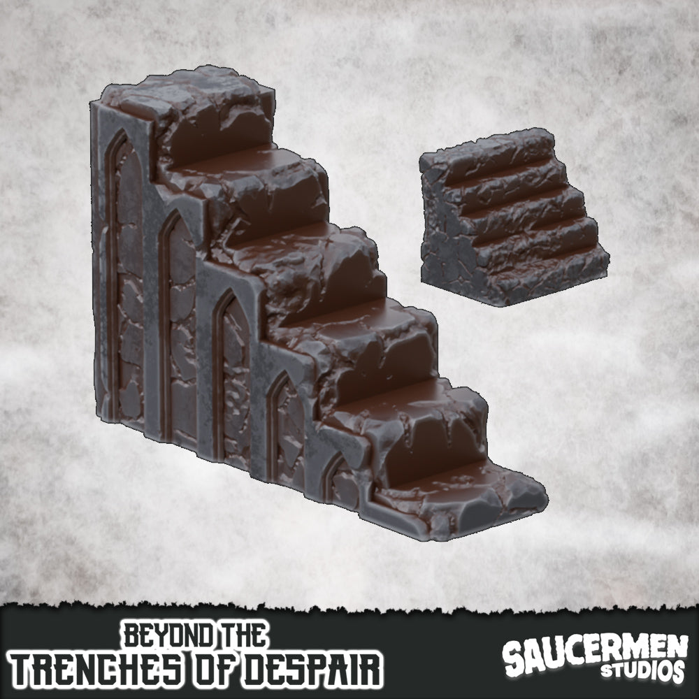 Great Wall - Stairs – Beyond the Trenches of Despair | Saucermen Studios 3D Printed Tabletop Terrain (28-32mm) - image 1