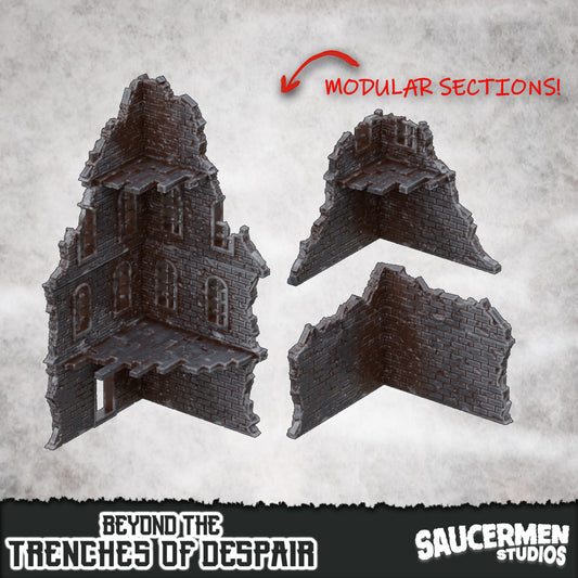 Ruined Buildings – Beyond the Trenches of Despair | Saucermen Studios 3D Printed Tabletop Terrain (28-32mm) - image 1