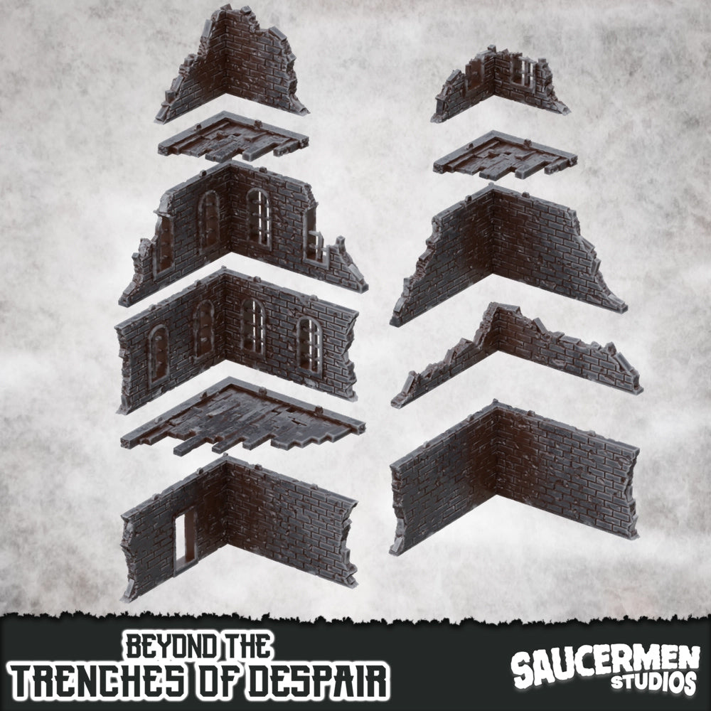 Ruined Buildings – Beyond the Trenches of Despair | Saucermen Studios 3D Printed Tabletop Terrain (28-32mm) - image 2