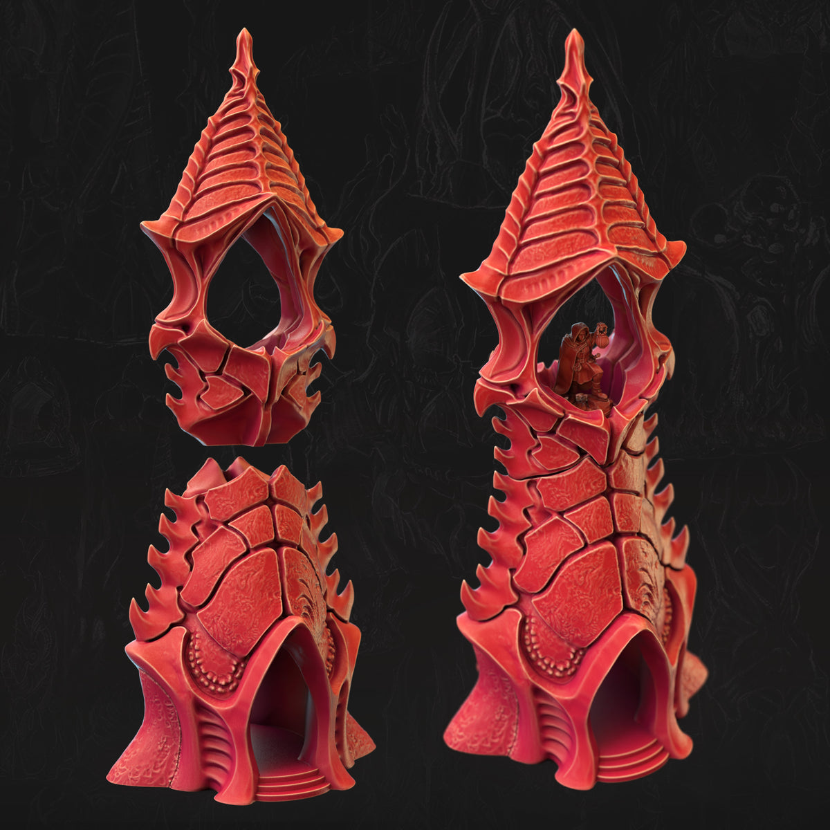 Boneshaped Tower Bonemancy Watchpost 3D printed tabletop terrain by 3DHexes – view 2
