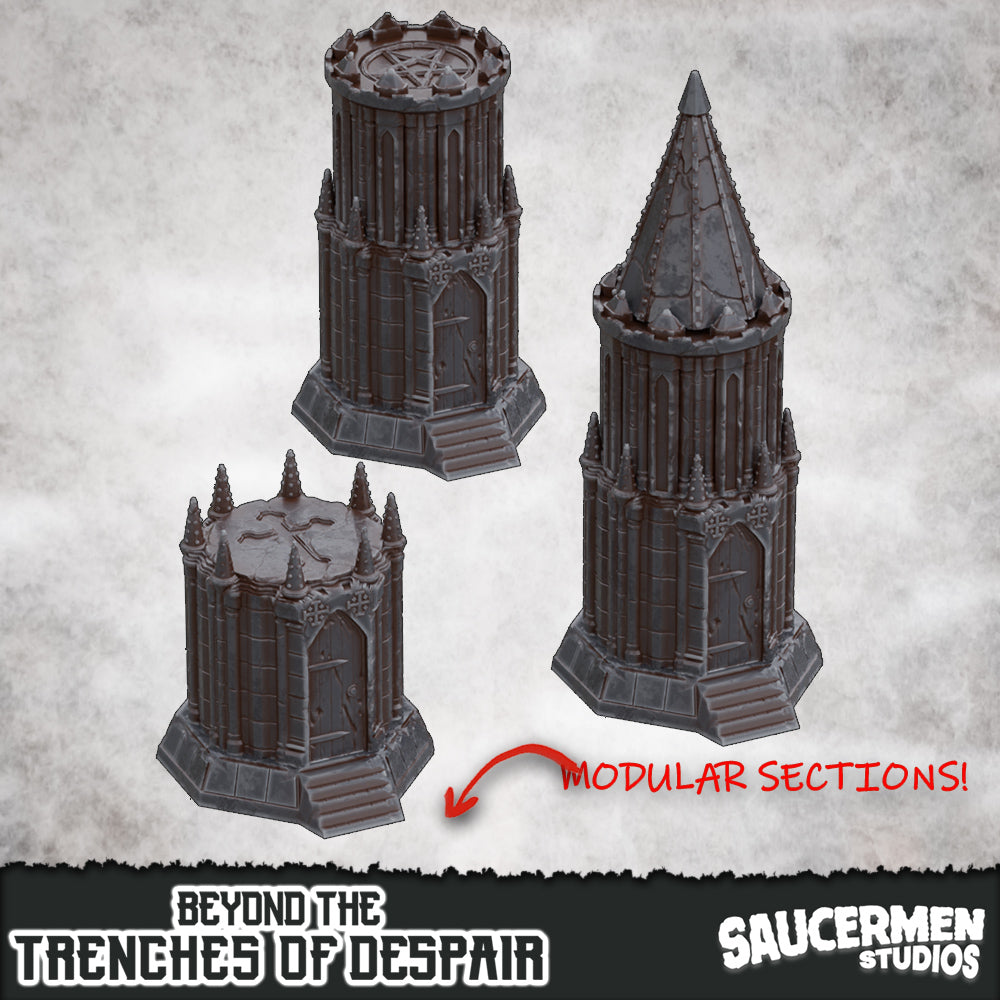 Chapel Towers – Beyond the Trenches of Despair | Saucermen Studios 3D Printed Tabletop Terrain (28-32mm) - image 1