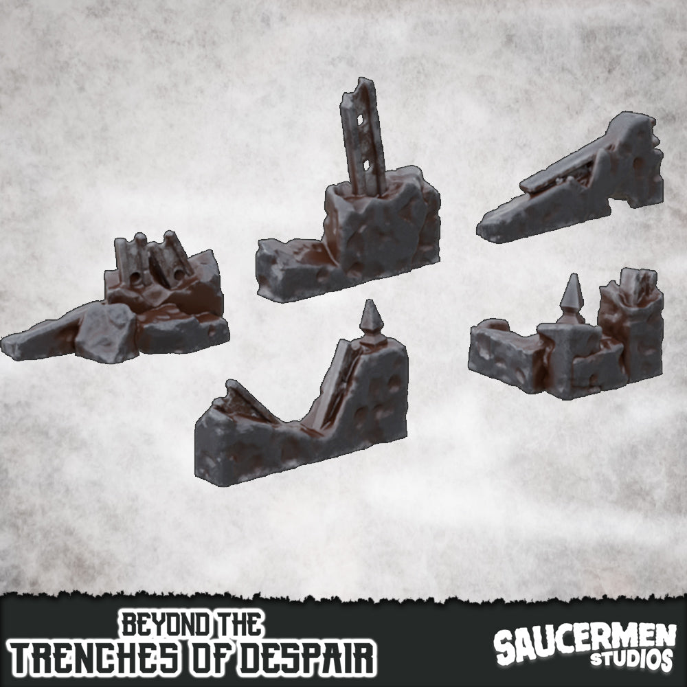 Scatter - Concrete Debris – Beyond the Trenches of Despair | Saucermen Studios 3D Printed Tabletop Terrain (28-32mm) - image 1