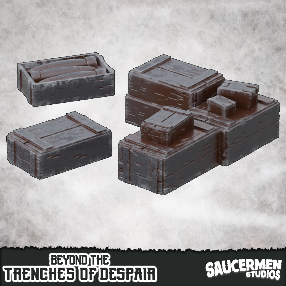 Scatter - Crates – Beyond the Trenches of Despair | Saucermen Studios 3D Printed Tabletop Terrain (28-32mm) - image 1