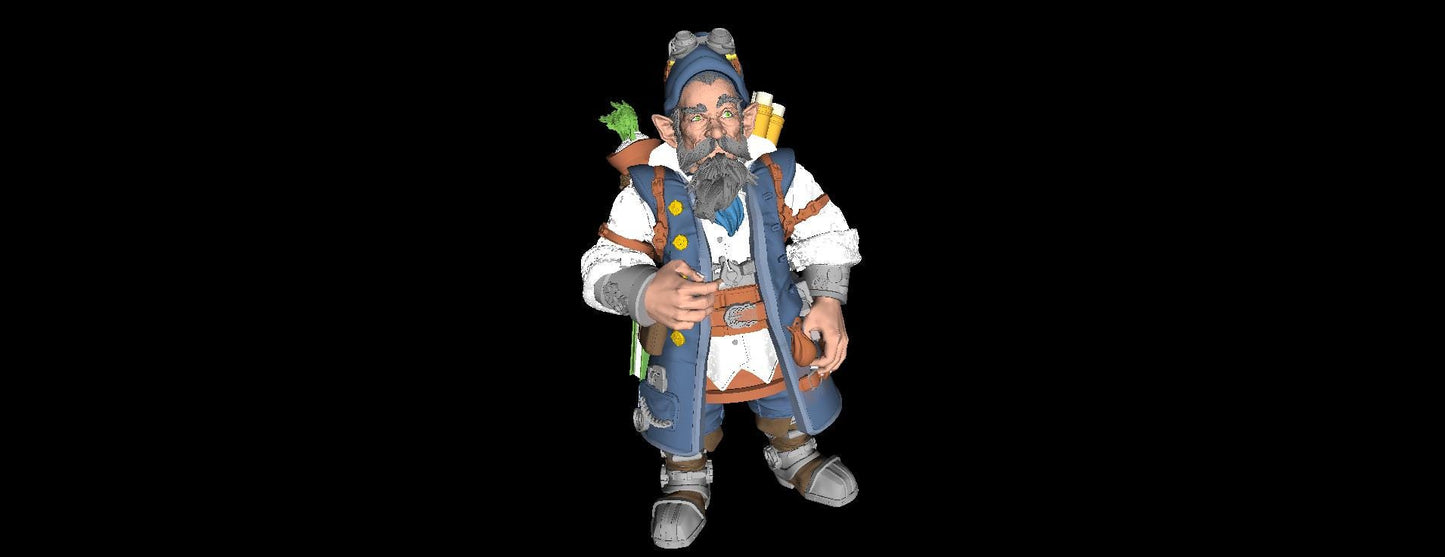 Gnome Alchemist Tinkerer Fantasy D&D 50mm 75mm 100mm 150mm {By 3DArtGuy}