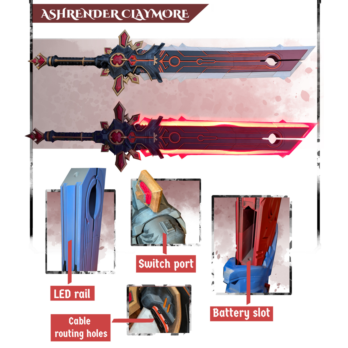 Ashrender Claymore – Full-Scale LED-Ready Cosplay Greatsword