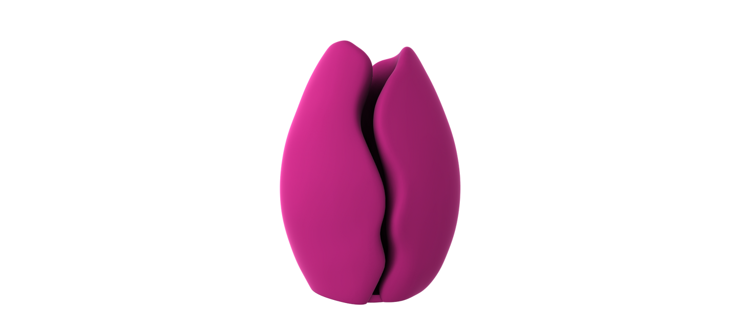 A pink flower-like object is shown against a black background.