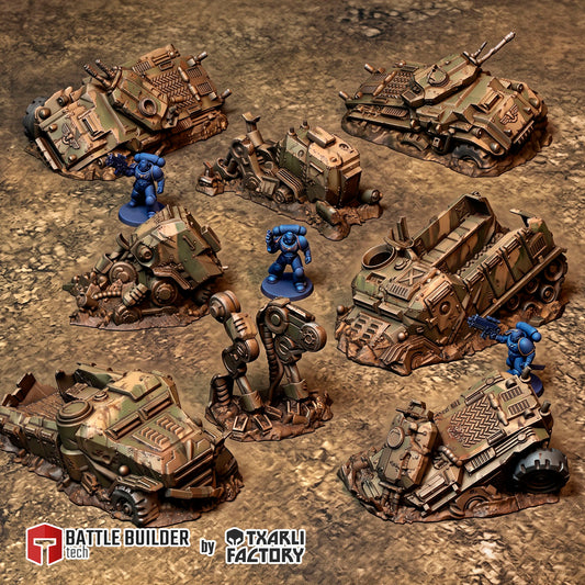 Vehicles Destroyed Txarli Factory 3D printed tabletop terrain image 1
