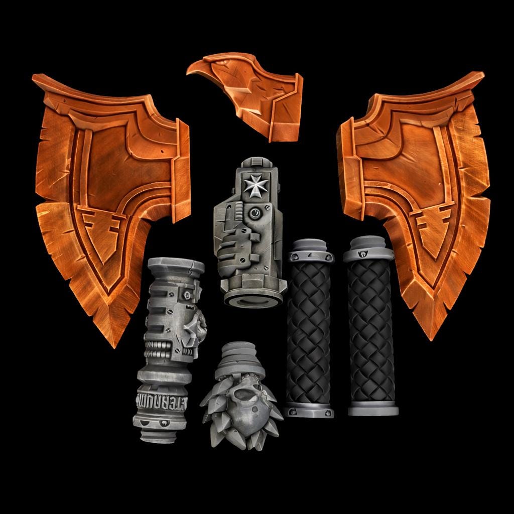 Fantasy Axe Cosplay - Modular Blade Design With Raven Head Detail | Eternal Forge Collection