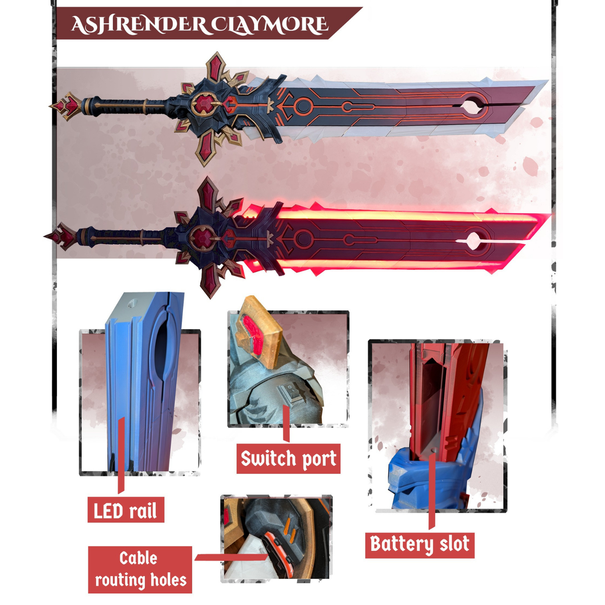 Ashrender Claymore – Full-Scale LED-Ready Cosplay Greatsword
