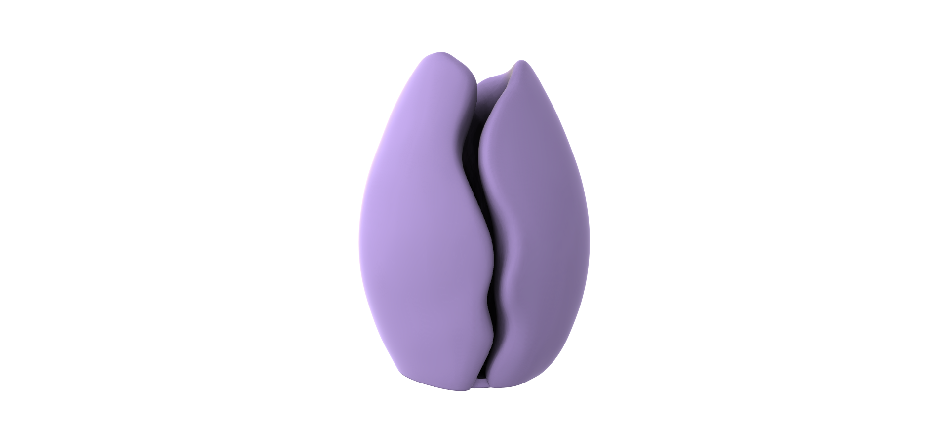 A 3D rendering of a purple flower-like object against a black background.