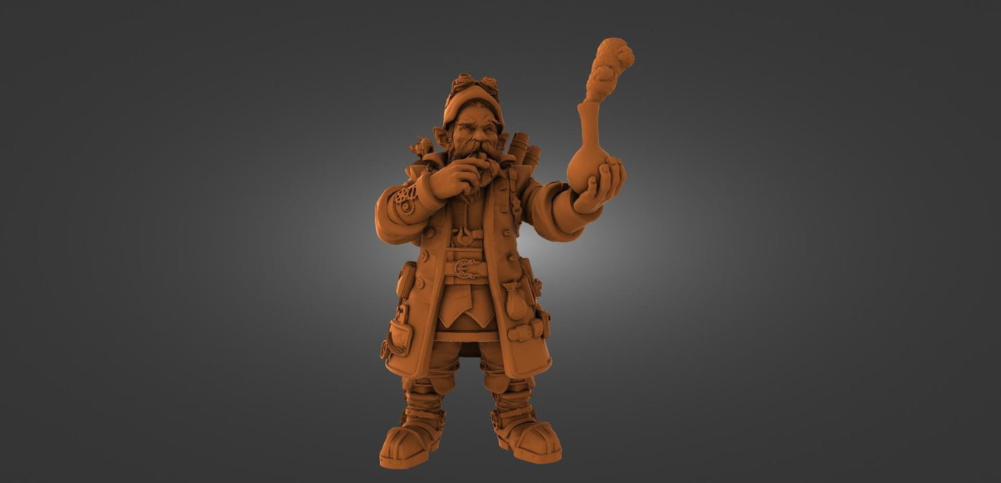 Gnome Alchemist Tinkerer Fantasy D&D 50mm 75mm 100mm 150mm {By 3DArtGuy}