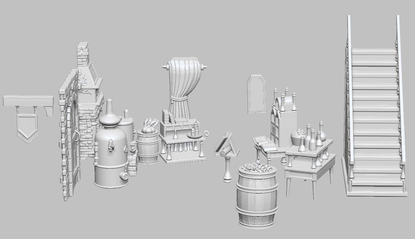 Fantasy Tabletop Workshop Model Interior or Exterior and Furniture for Interior! {By 3DArtGuy}