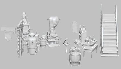 Fantasy Tabletop Workshop Model Interior or Exterior and Furniture for Interior! {By 3DArtGuy}