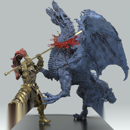 Alternate view of Dragon Duel resin model