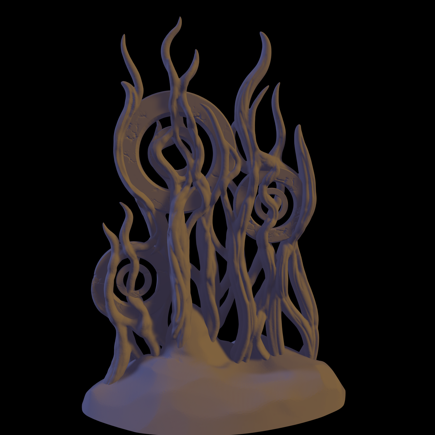 a 3d image of a group of trees in the snow