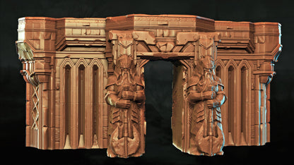 a detailed 3D rendering of a fantastical architectural structure, possibly a castle or temple, with intricate carvings and designs.