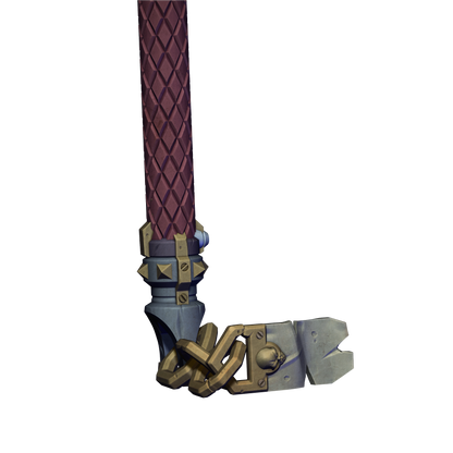 A 3D rendering of a weapon with a chain and a lock mechanism.