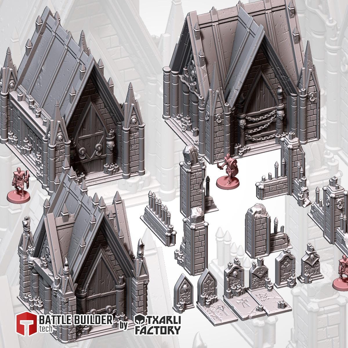 Gothic Graveyard Terrain for Wargaming, DnD, AoS, and LOTR – 3D Printed Cemetery Scenery {By TxarliFactory}