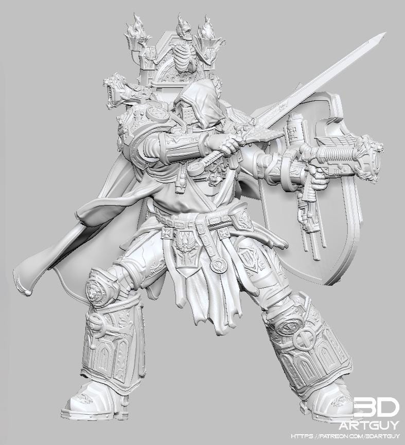 NEW! Grim Champion 4 Poses Available- 32mm 50mm 100mm 150mm  {By 3DArtguy} Free Little Helper with 2 Minis