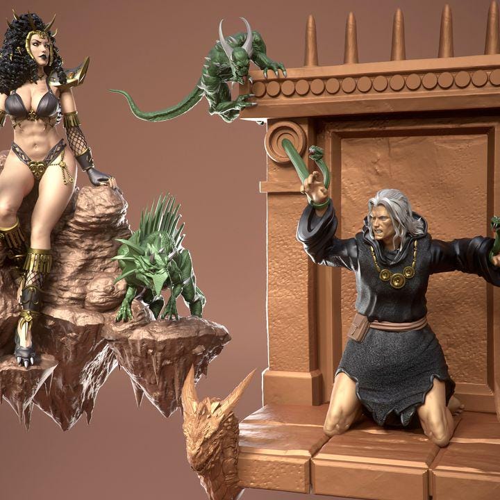 Evil Goddess Fantasy D&D NSFW Model 75mm 100mm 150mm {By 3DArtGuy}