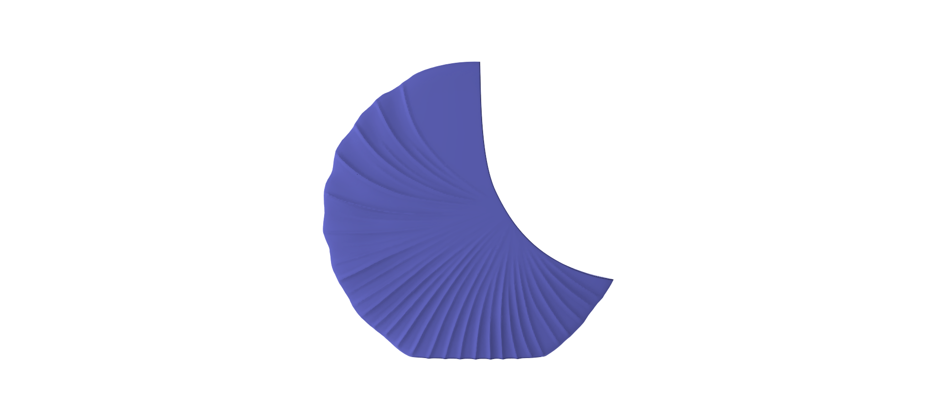 A single, curved, purple object resembling a shell or crescent moon against a black background.