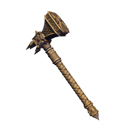 A detailed 3D rendering of a large, ornate sword with a curved blade and intricate designs.