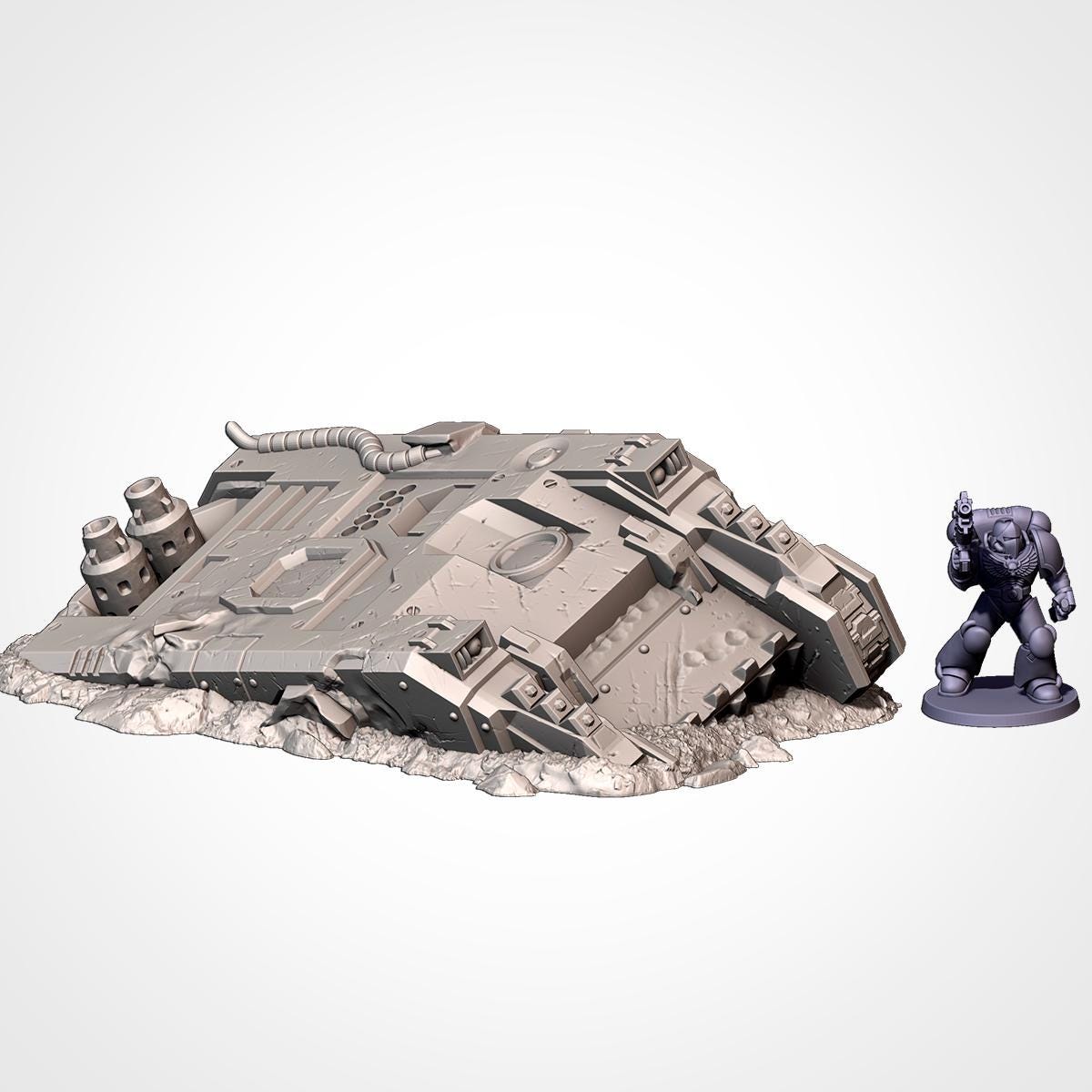 Crashed Tanks Terrain Set – Sci-Fi Wargaming 3D Printed Scenery for Tabletop Miniatures {By TxarliFactory}