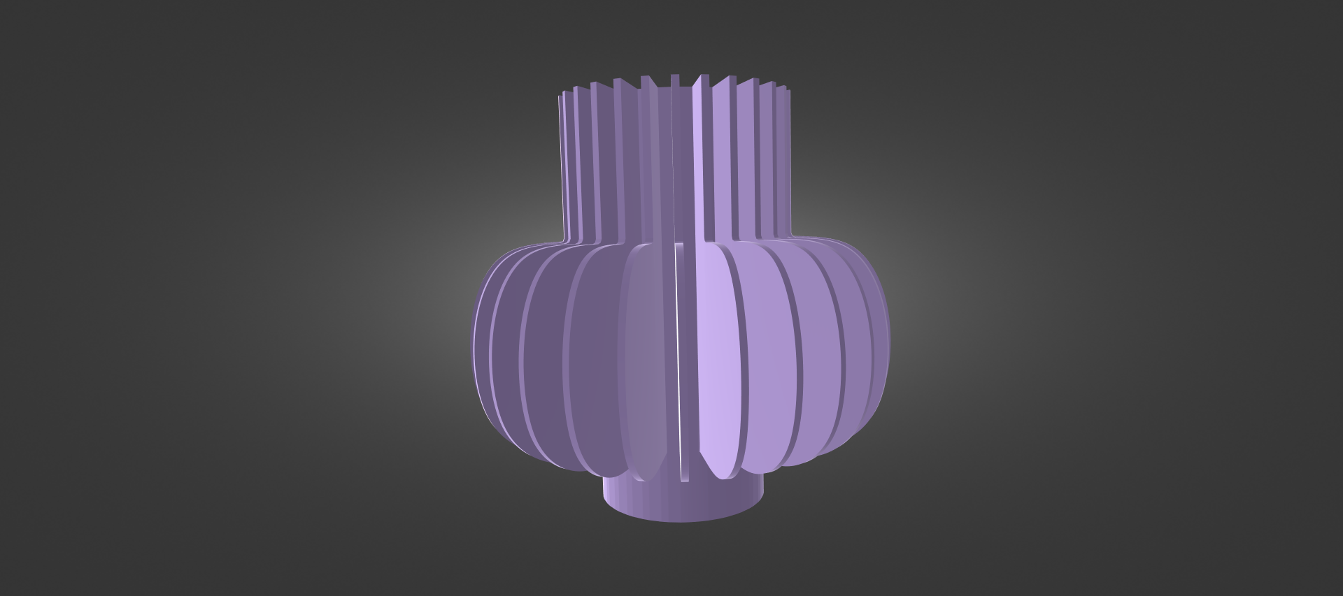 A 3D rendering of a purple, cylindrical object with a textured surface, resembling a lamp or vase.
