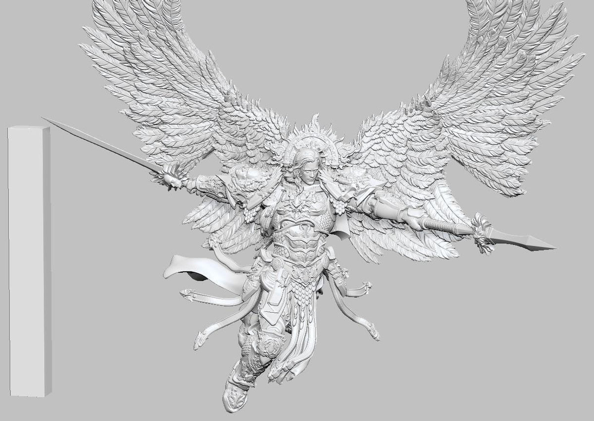Armored Vampire Angel Leader Miniature – 3D Printed Tabletop Proxy Model