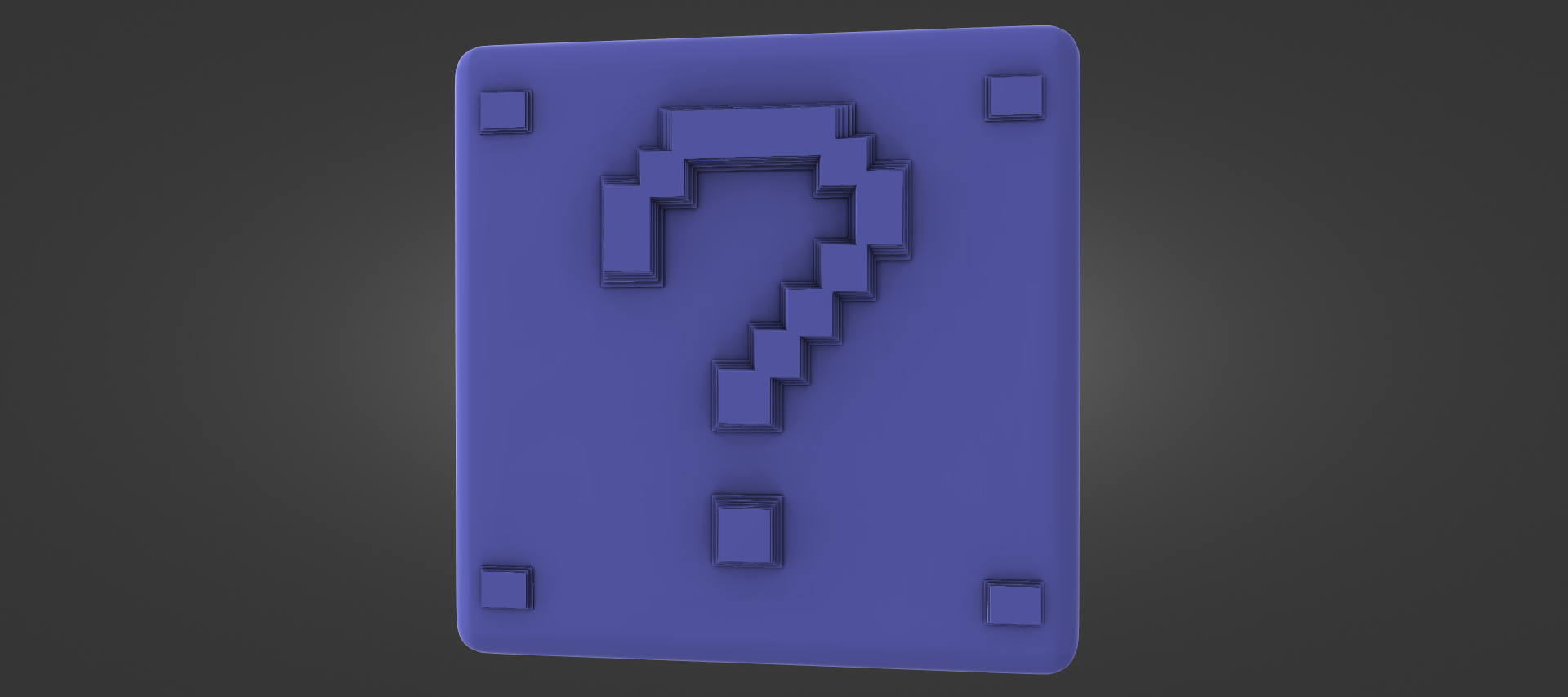 A 3D rendering of a purple square with a question mark symbol inside it.